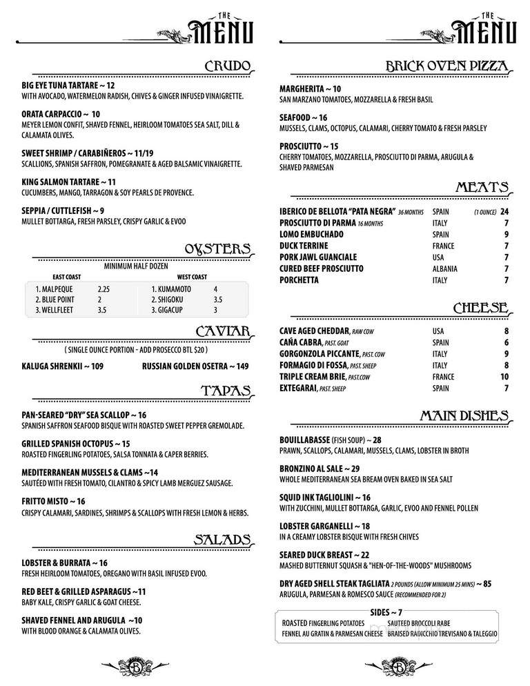 Blue Seafood Bar - New York, NY menu_pic