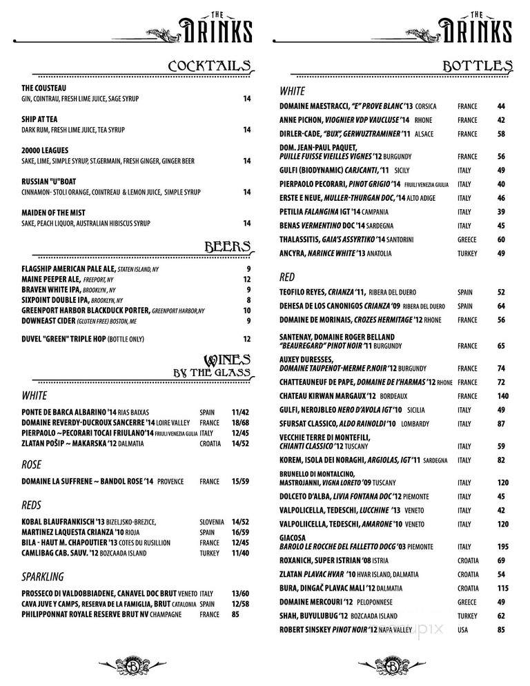 Blue Seafood Bar - New York, NY menu_pic