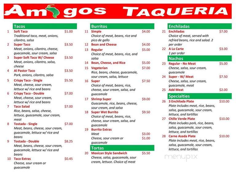 Amigos Taqueria - Hayward, CA menu_pic
