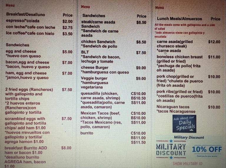 Leila's Latin Food - Key West, FL menu_pic