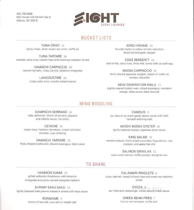 Eight Sushi Lounge - Atlanta, GA