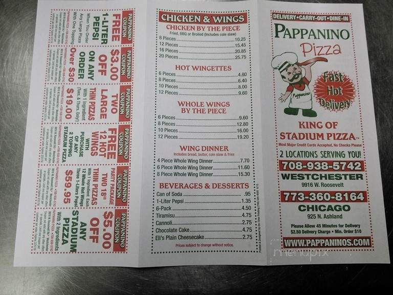 Pappanino's Pizza II - Chicago, IL menu_pic