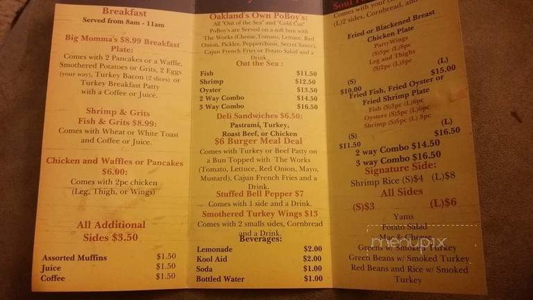 Big Momma's Kitchen - Oakland, CA menu_pic