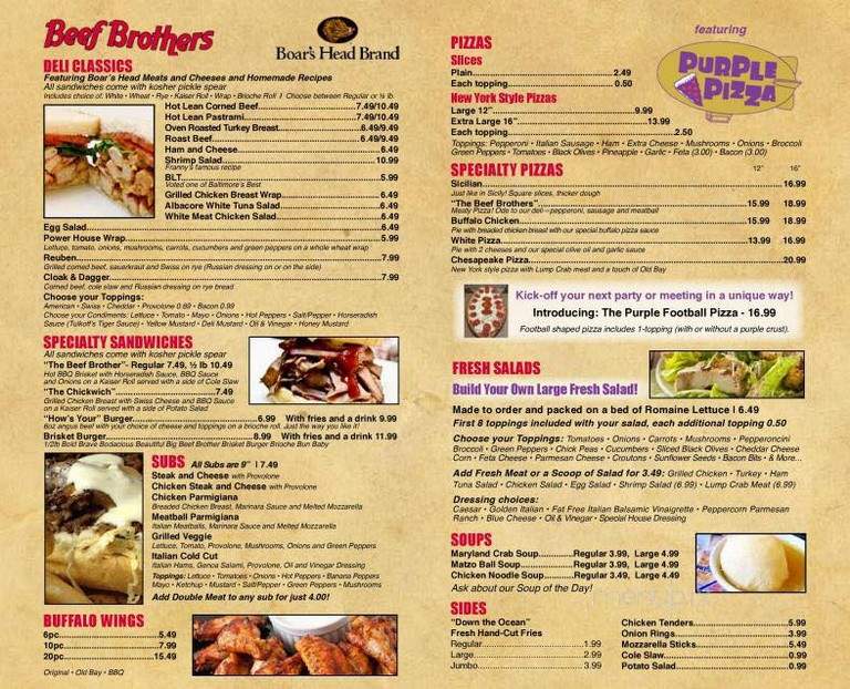 Beef Brothers Deli - Ellicott City, MD menu_pic