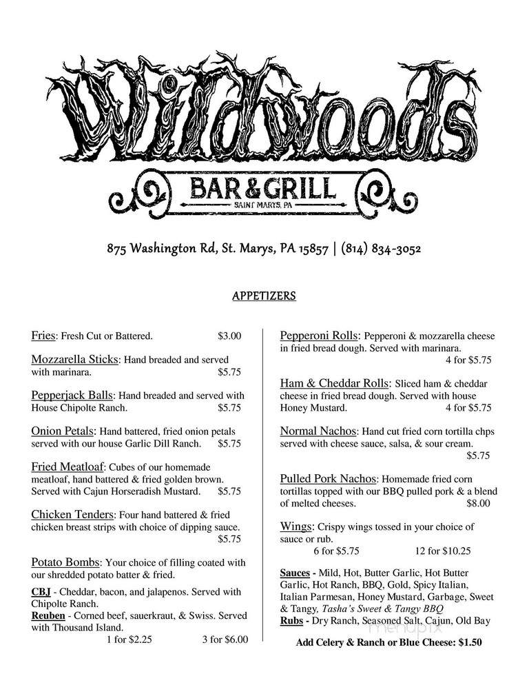 Wildwoods Bar & Grill - Saint Marys, PA menu_pic
