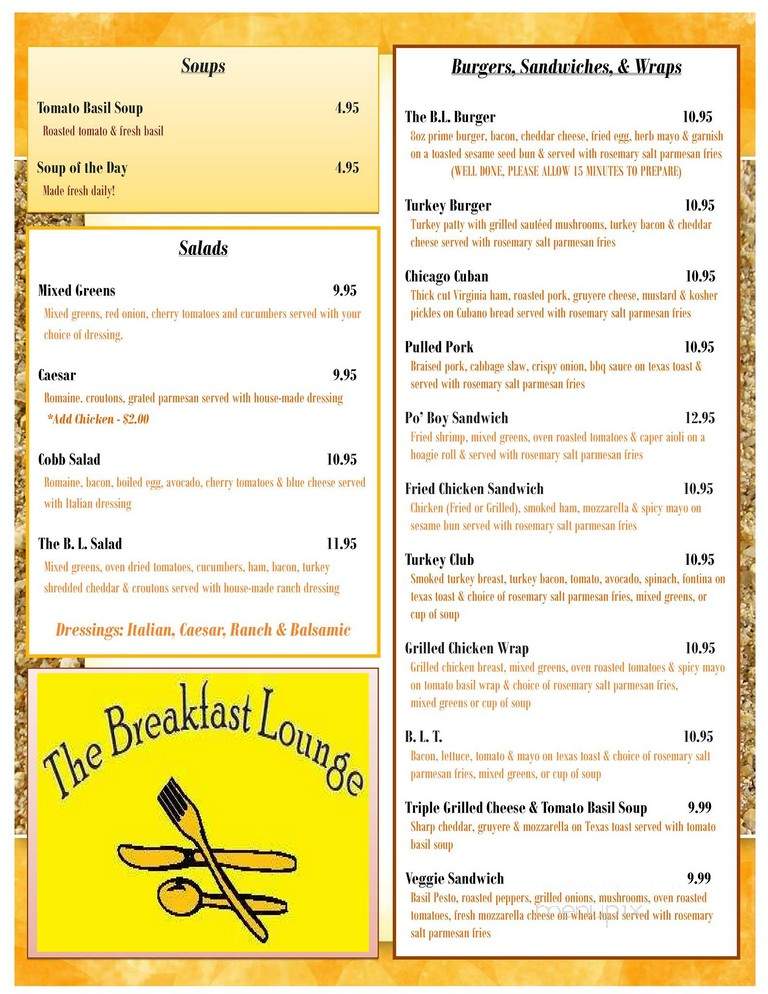 The Breakfast Lounge - Chicago, IL menu_pic
