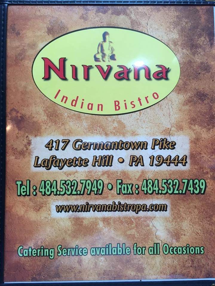 Nirvana Indian Bistro - Lafayette Hill, PA menu_pic