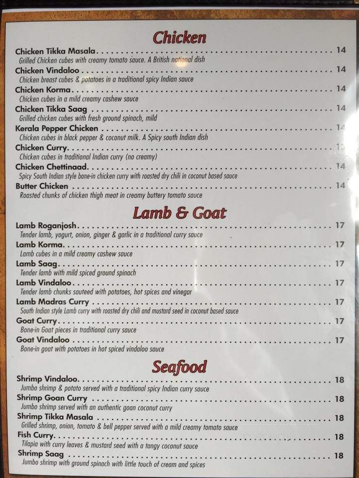 Nirvana Indian Bistro - Lafayette Hill, PA menu_pic