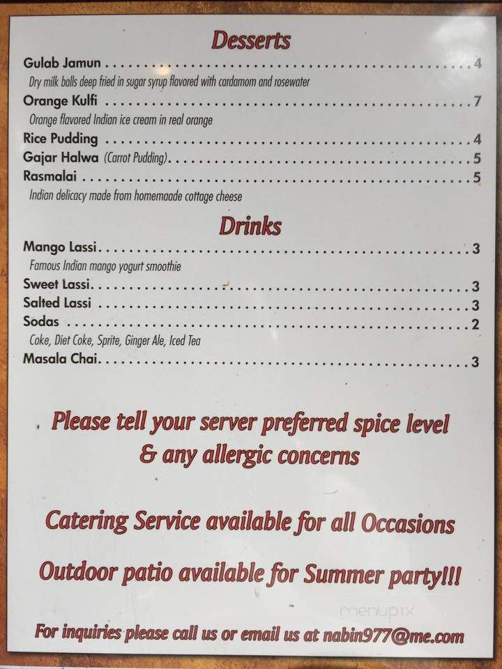 Nirvana Indian Bistro - Lafayette Hill, PA menu_pic