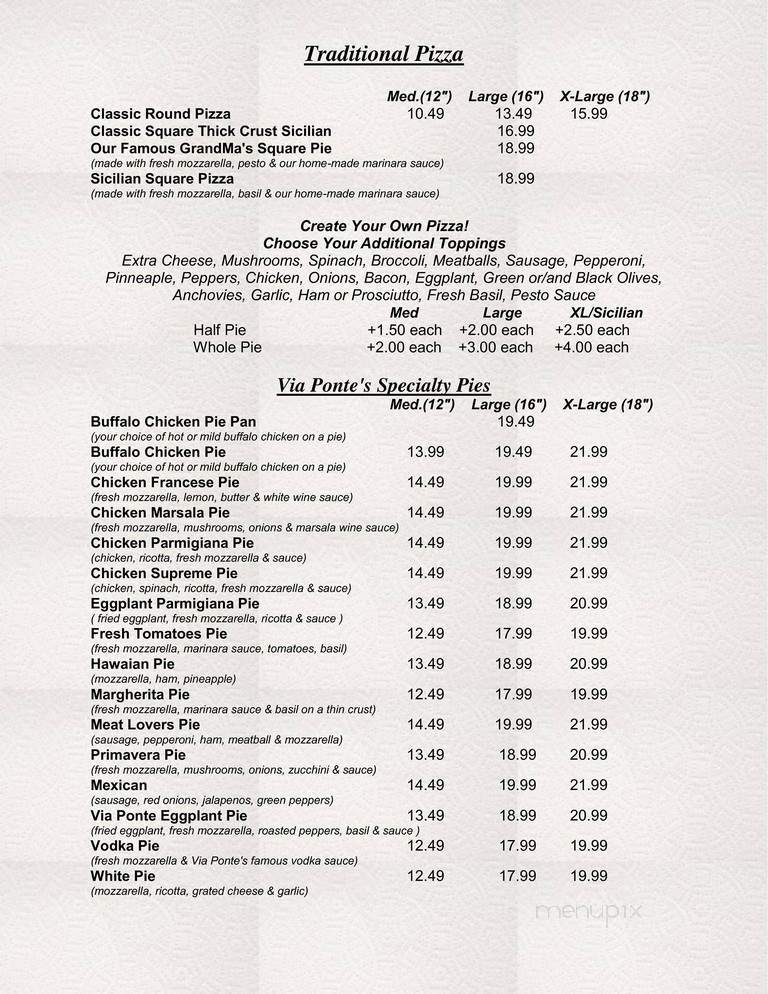 Via Ponte Pizzeria Corp - Staten Island, NY menu_pic