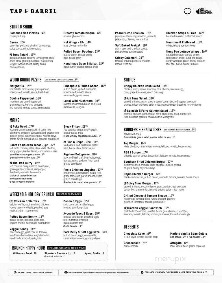 Tap & Barrel - Shipyards - North Vancouver, BC menu_pic