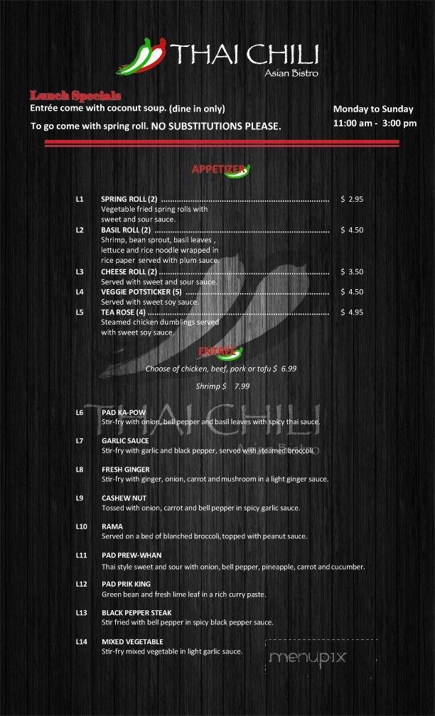 Thai Chili Asian Bistro - Ooltewah, TN menu_pic