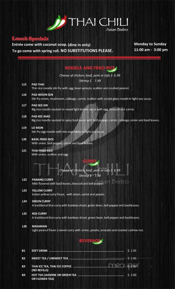 Thai Chili Asian Bistro - Ooltewah, TN menu_pic