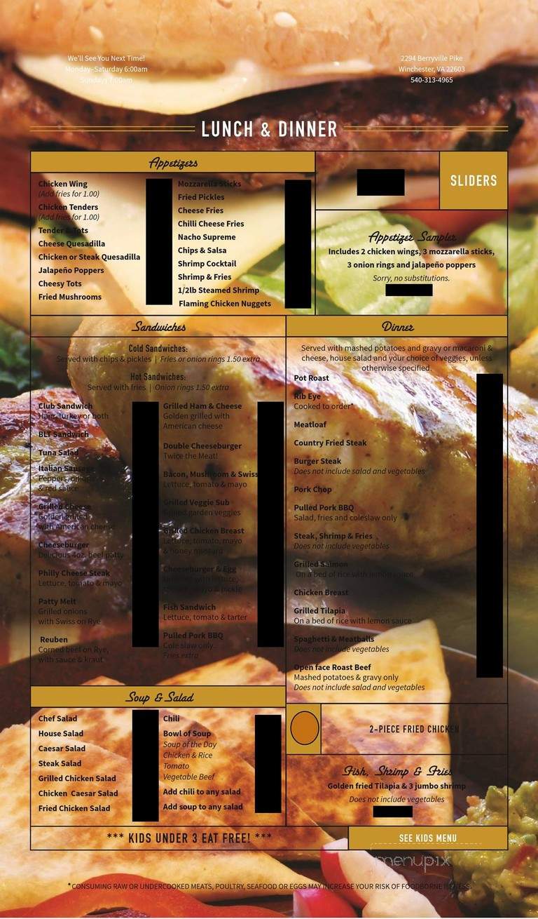 Granny's Pancake Cottage - Stephens City, VA menu_pic