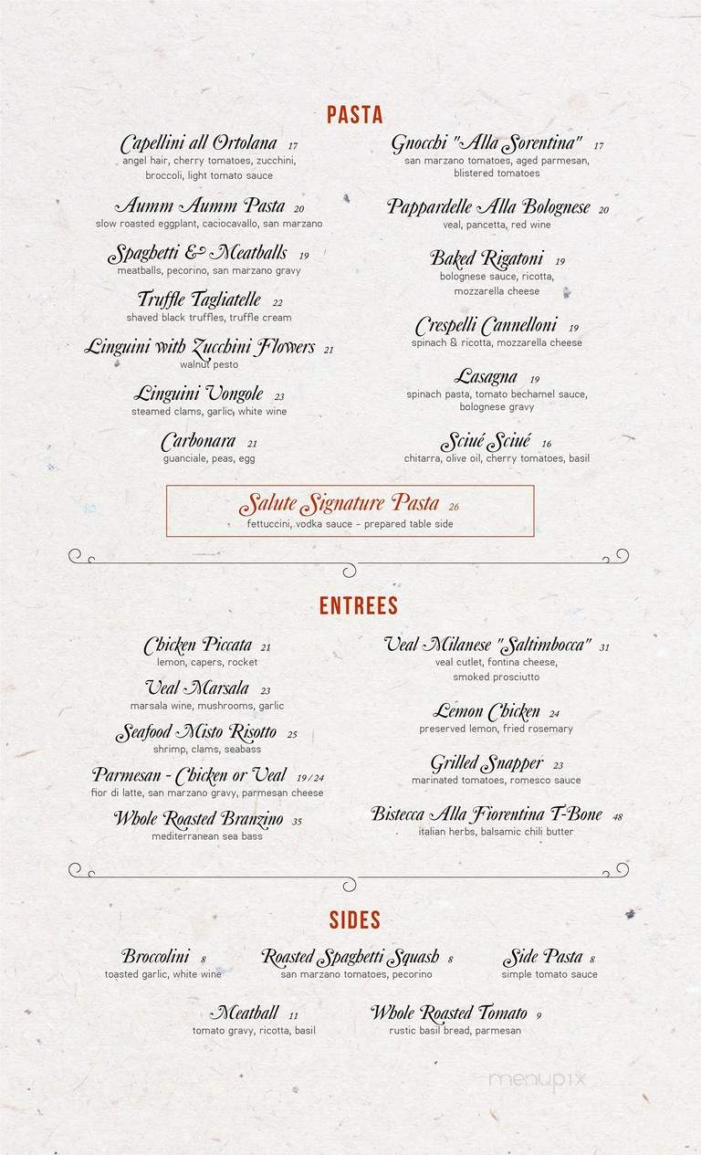 Salute Trattoria Italiana - Las Vegas, NV menu_pic