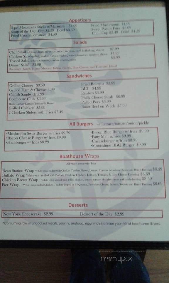 Cooks Boat House Restaurant - Bean Station, TN menu_pic