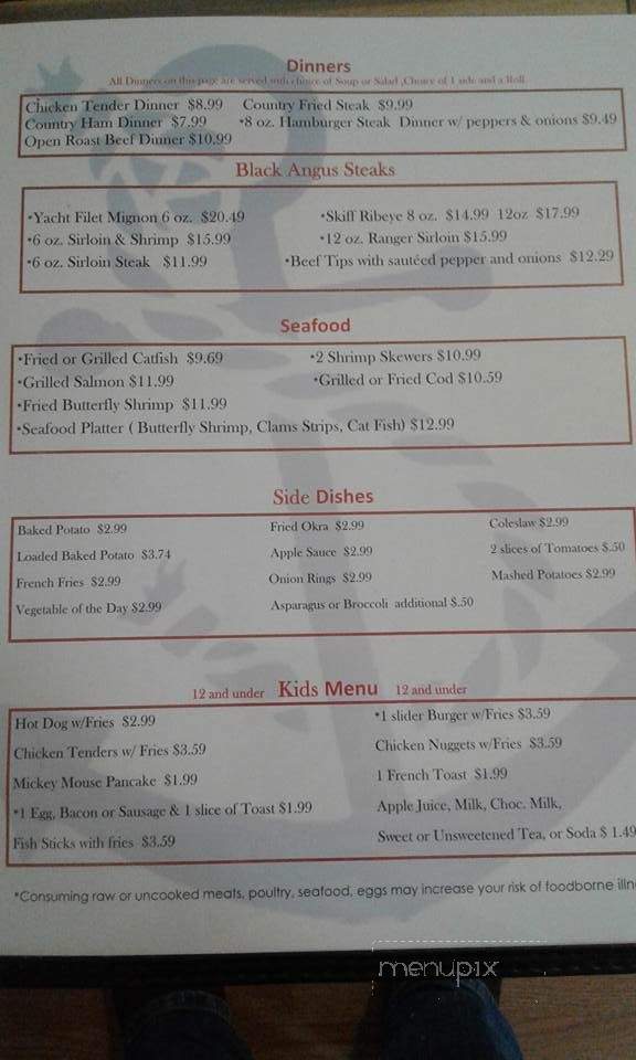 Cooks Boat House Restaurant - Bean Station, TN menu_pic