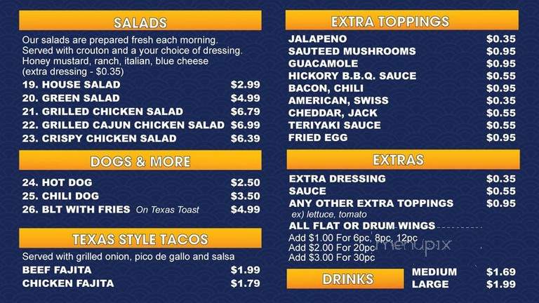 Texas Style Burgers and Wings - Arlington, TX menu_pic