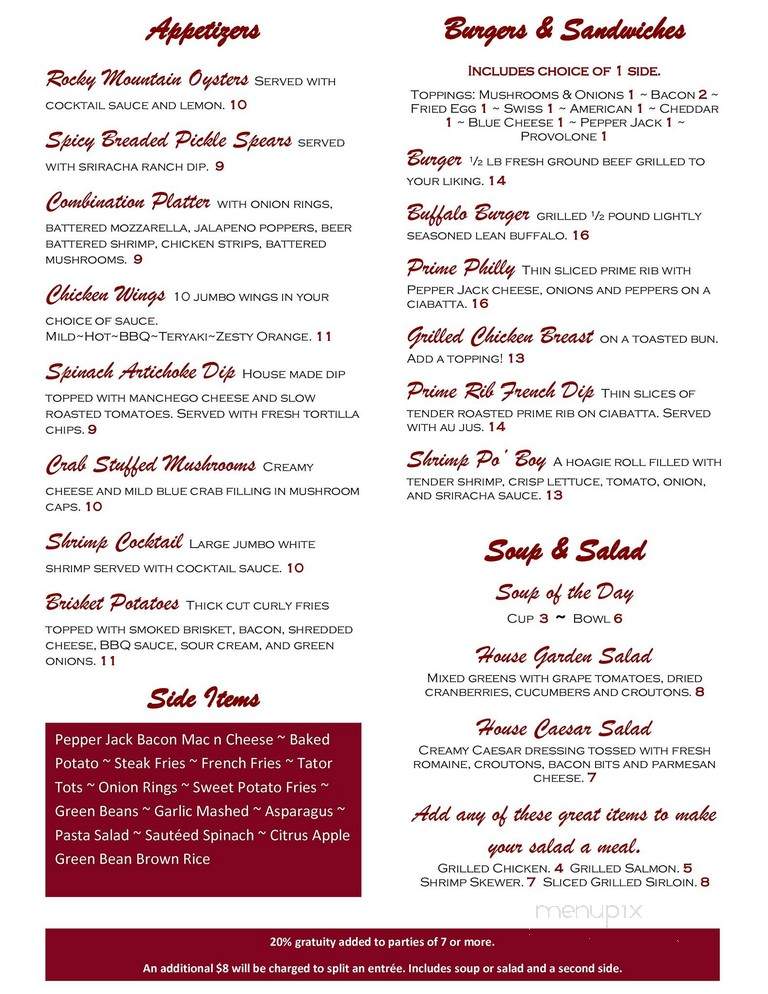 Buffalo Jump Saloon and Steakhouse - Beulah, WY menu_pic