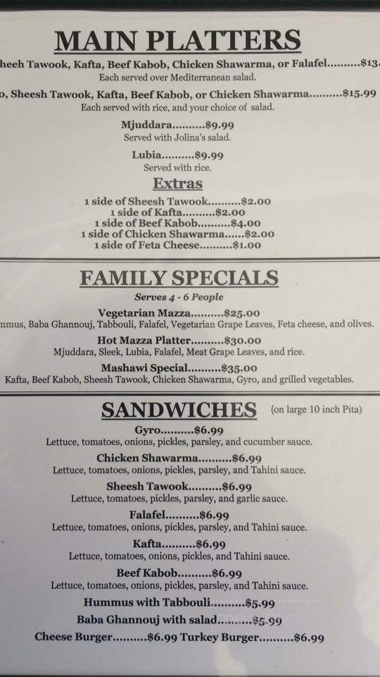 Jolina's Mediterranean Cuisine - Pittsburgh, PA menu_pic