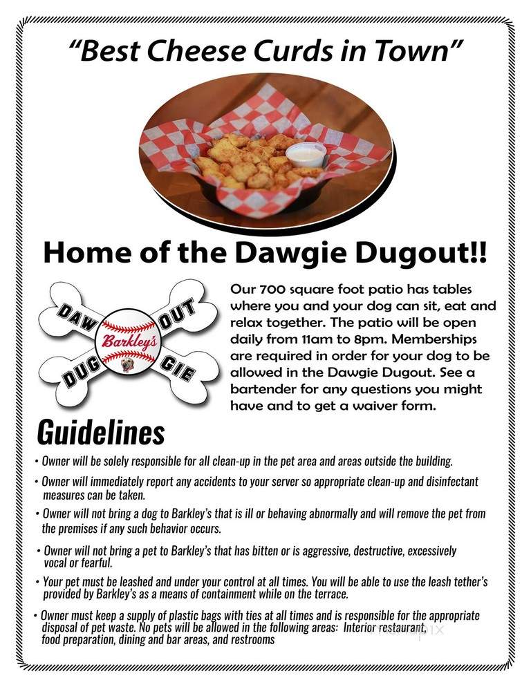 Barkley's Burgers Brew And Dawgs - Janesville, WI menu_pic