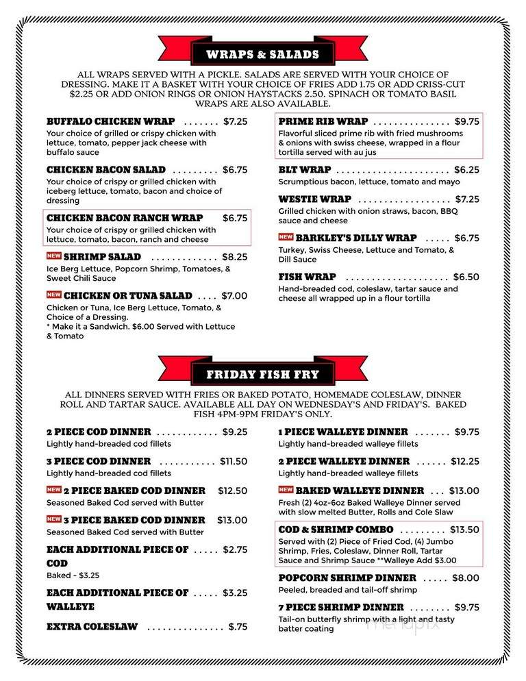 Barkley's Burgers Brew And Dawgs - Janesville, WI menu_pic