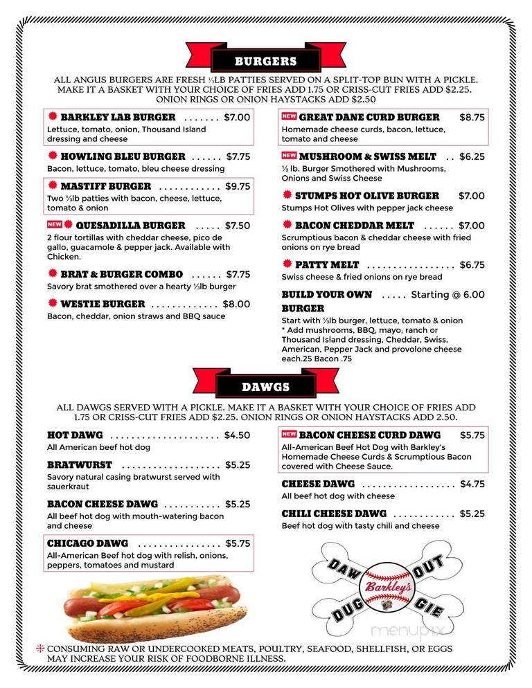 Barkley's Burgers Brew And Dawgs - Janesville, WI menu_pic