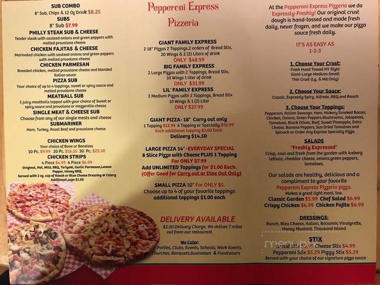 Pepperoni Express Pizzeria - Inman, SC menu_pic