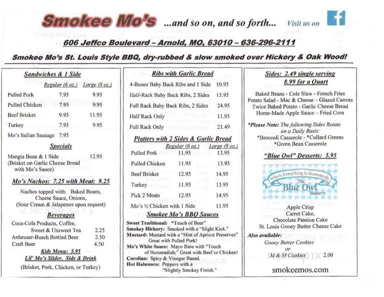 Smokee Mo's BBQ - Arnold, MO menu_pic