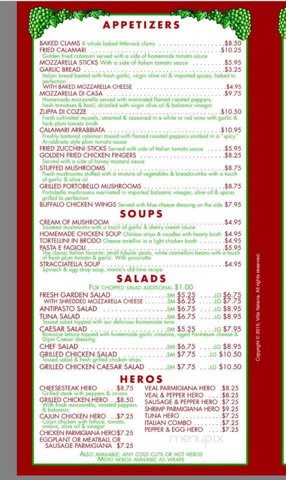 Villa Italiana - Bloomfield, NJ menu_pic