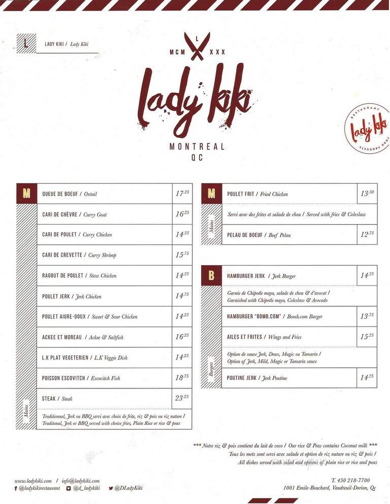 Lady Kiki - Vaudreuil, QC menu_pic