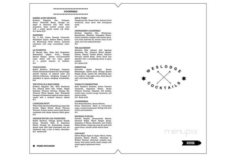 Weslodge - Toronto, ON menu_pic