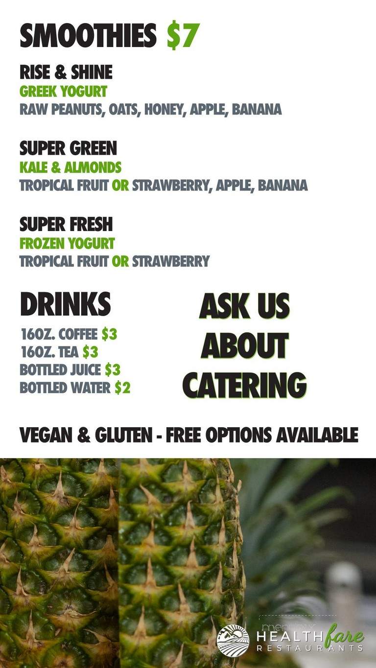 Healthfare Restaurant - Kamloops, BC menu_pic