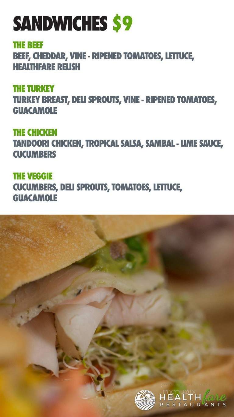 Healthfare Restaurant - Kamloops, BC menu_pic