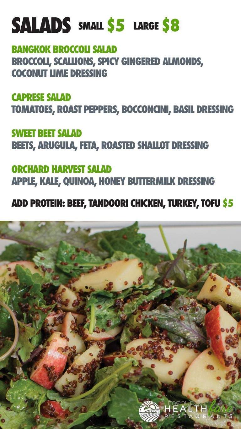 Healthfare Restaurant - Kamloops, BC menu_pic
