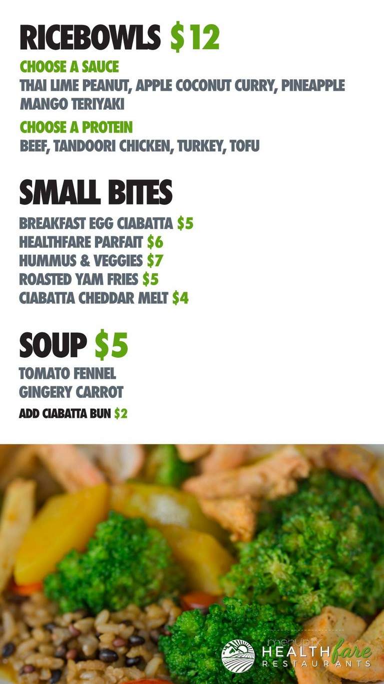 Healthfare Restaurant - Kamloops, BC menu_pic