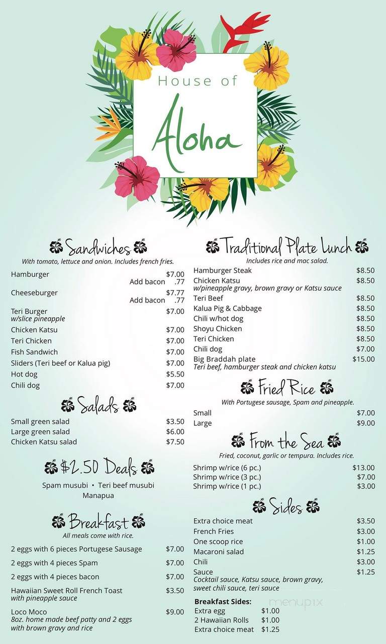 House Of Aloha - Las Vegas, NV menu_pic