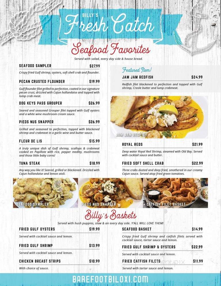 Barefoot Billy's - Biloxi, MS menu_pic