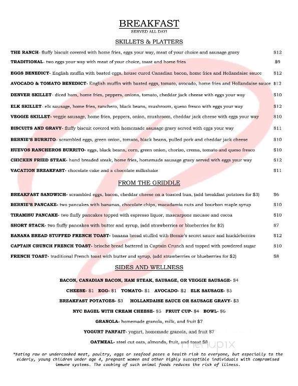 Bernie's Diner - Billings, MT menu_pic