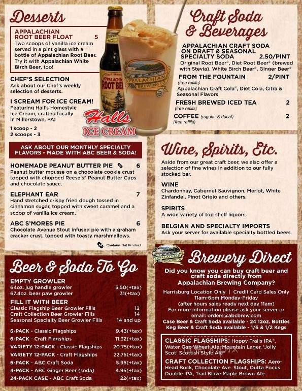 Appalachian Brewing - West Chester, PA menu_pic