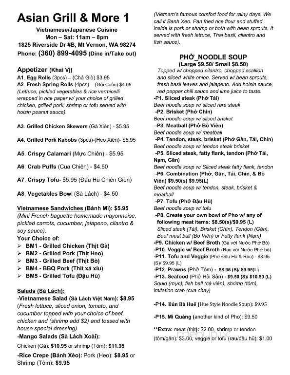 Asian Grill and More 1 - Mount Vernon, WA menu_pic