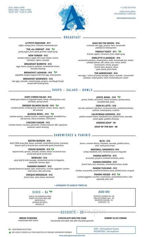 Atmosphere Mar Vista - Los Angeles, CA menu_pic