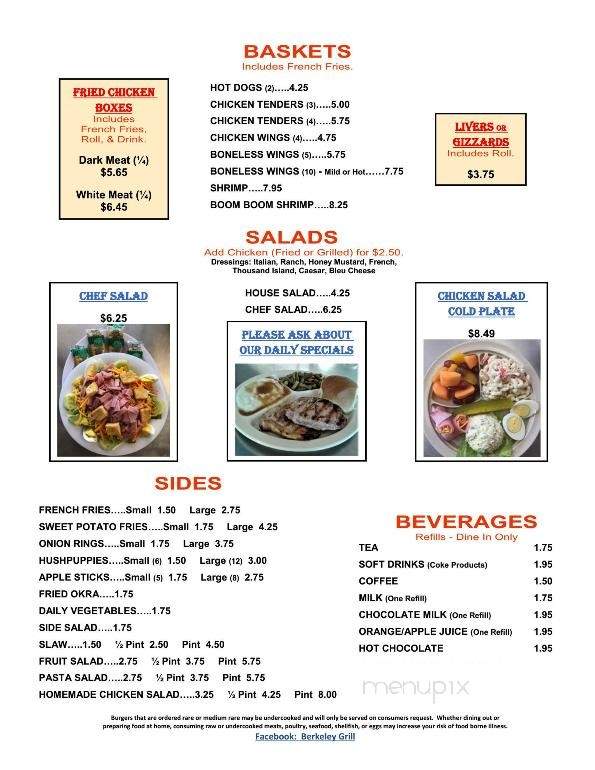 Berkeley Grill - Goldsboro, NC menu_pic