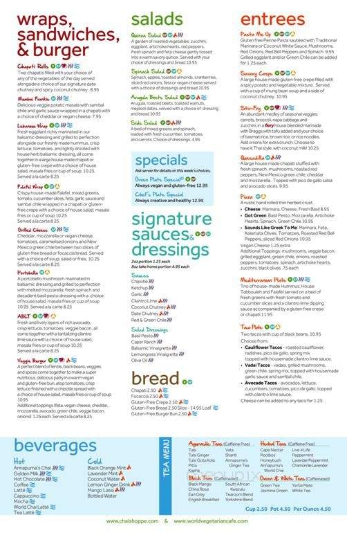 Annapurna's World Vegetarian Cafe - Albuquerque, NM menu_pic