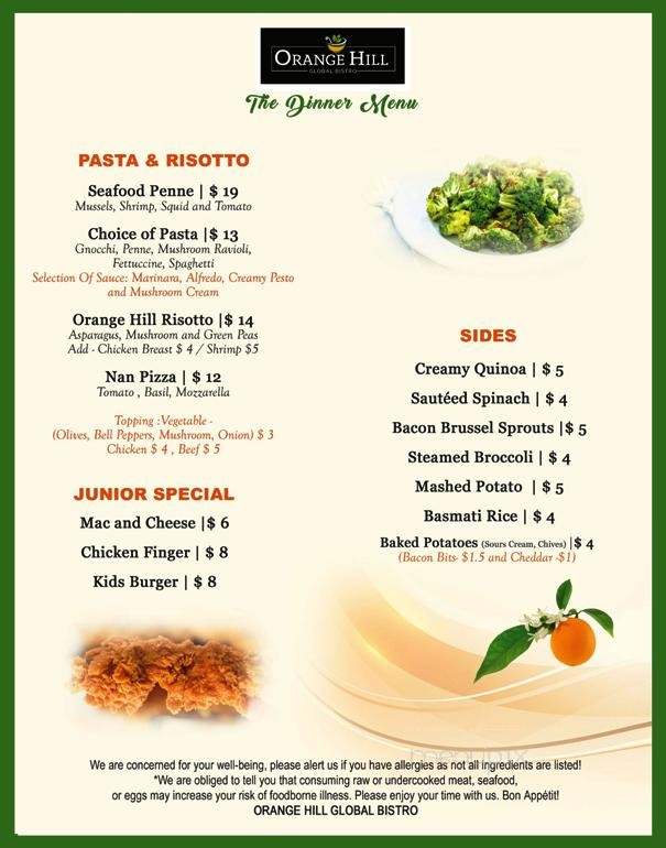 Orange Hill Global Bistro - Newburgh, NY menu_pic