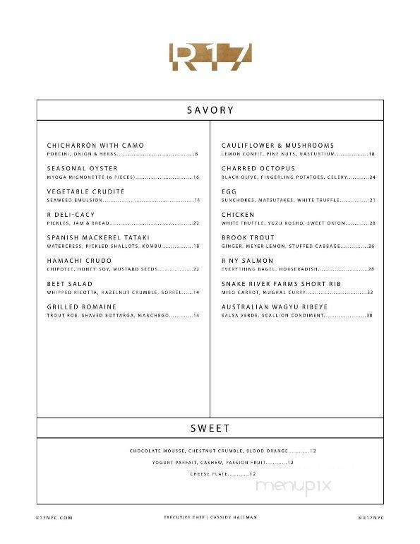 R17 - New York, NY menu_pic
