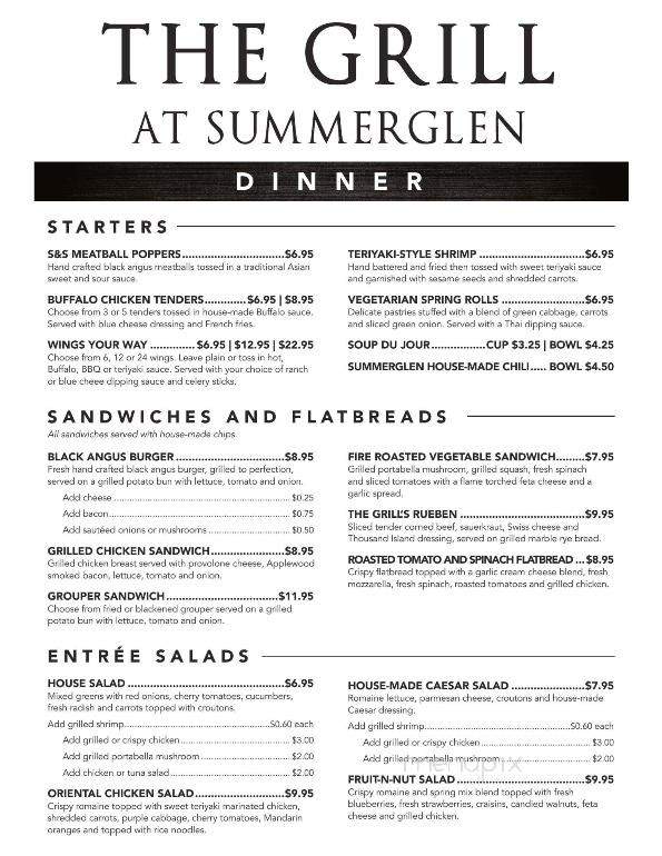 Summerglen Grille - Ocala, FL menu_pic