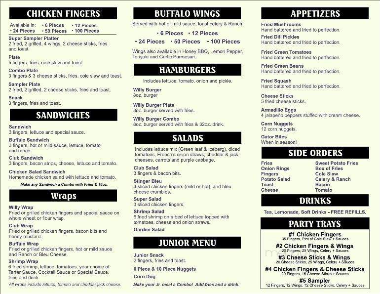 Willy T's - Robertsdale, AL menu_pic