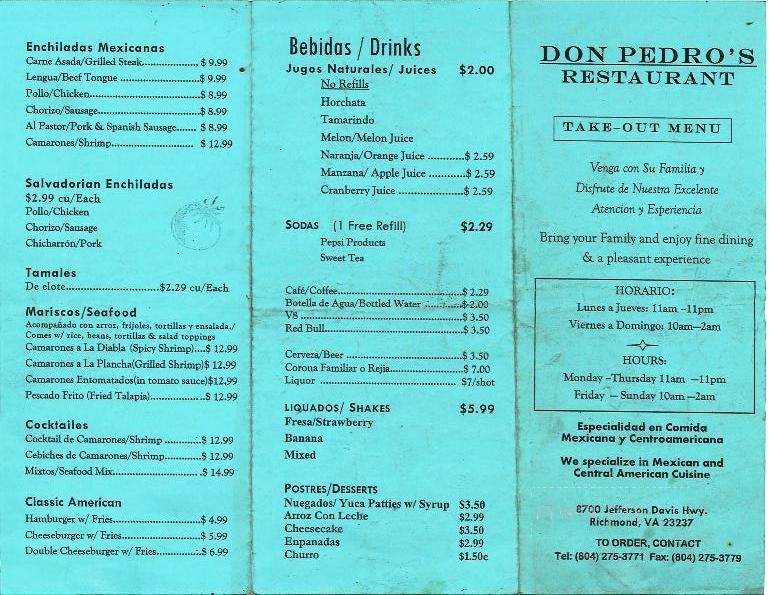 Don Pedro's - Richmond, VA menu_pic