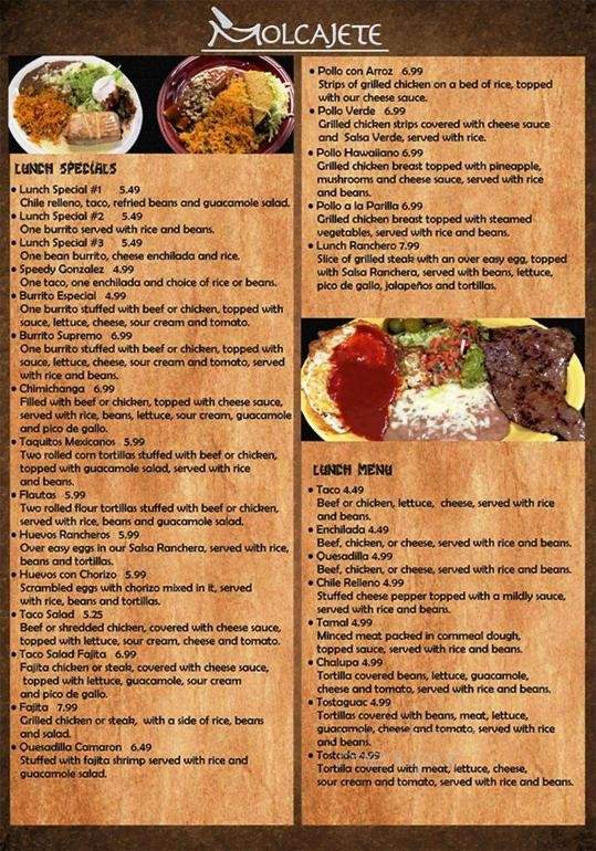 El Fogon Mexican Restaurant - Middle Valley, TN menu_pic